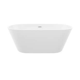 Baignoire autoportante 59 po en acrylique, baignoire autoportante, acrylique blanc brillant, bonde Toe-Tap, certification Cupc