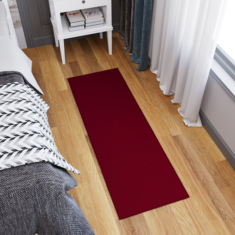 Ottohome Red Runner Rug, Red, Runner 1'8" x 4'5"