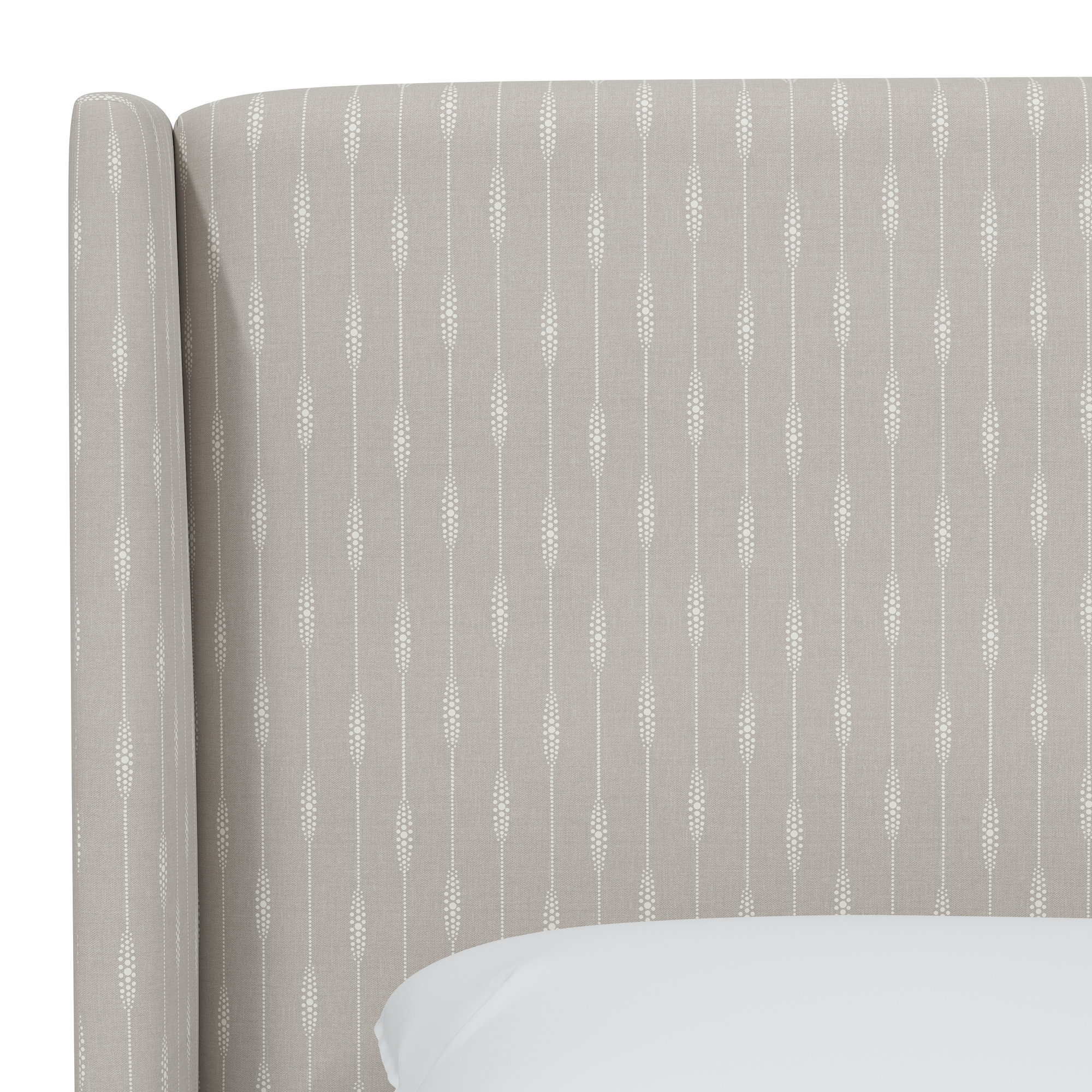 Tilly Upholstered Wingback Bed, Sprint Stripe Grey, California King