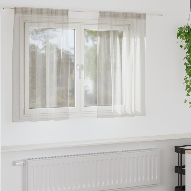 Suzzy Semi Sheer Curtain Pair, 140cm Width x 140cm Drop, Cream