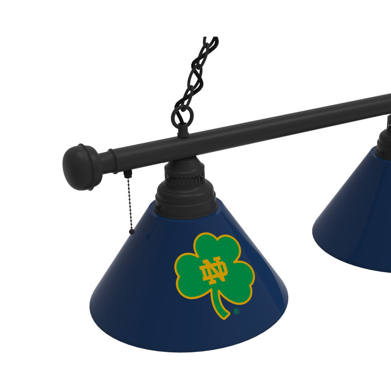 3 - Light Pool Table Lights Pendant, Black, Notre Dame Fighting Irish (Shamrock)
