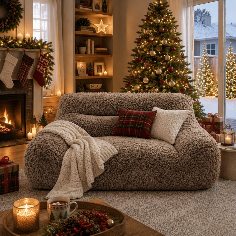 Upholstered 57.1 " Boucle Sofa & Chaise