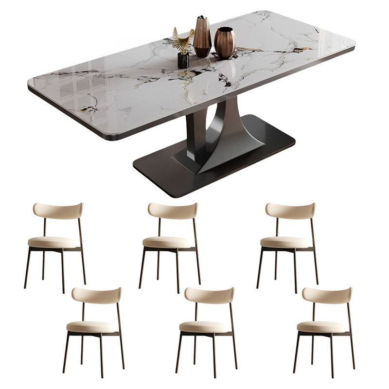 Ensemble de table de salle à manger rectangulaire et chaises, H 29,52 po x L 62,99 po x l 33,46 po