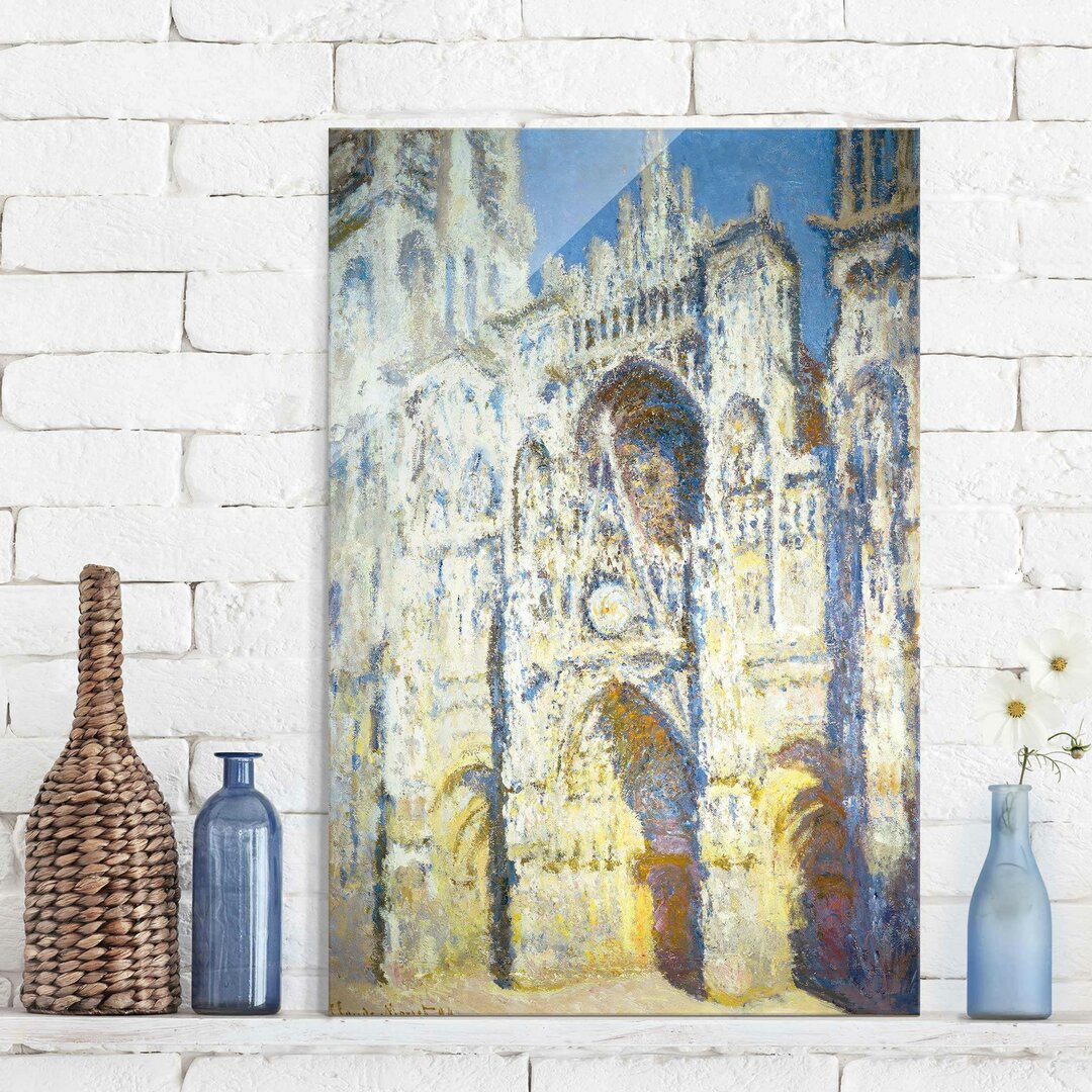 Glasbild Die Kathedrale von Rouen, das Portal und die Tour d`Albane bei vollem Sonnenlicht von Claude Monet