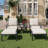 5-Piece Outdoor Bistro Set with Swivel Rocker Patio Chairs, Ottomans, and Coffee Table-229306797