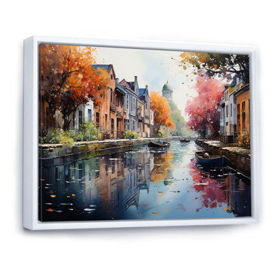 " Pink Canal Vibrant Waterways Pointillism "