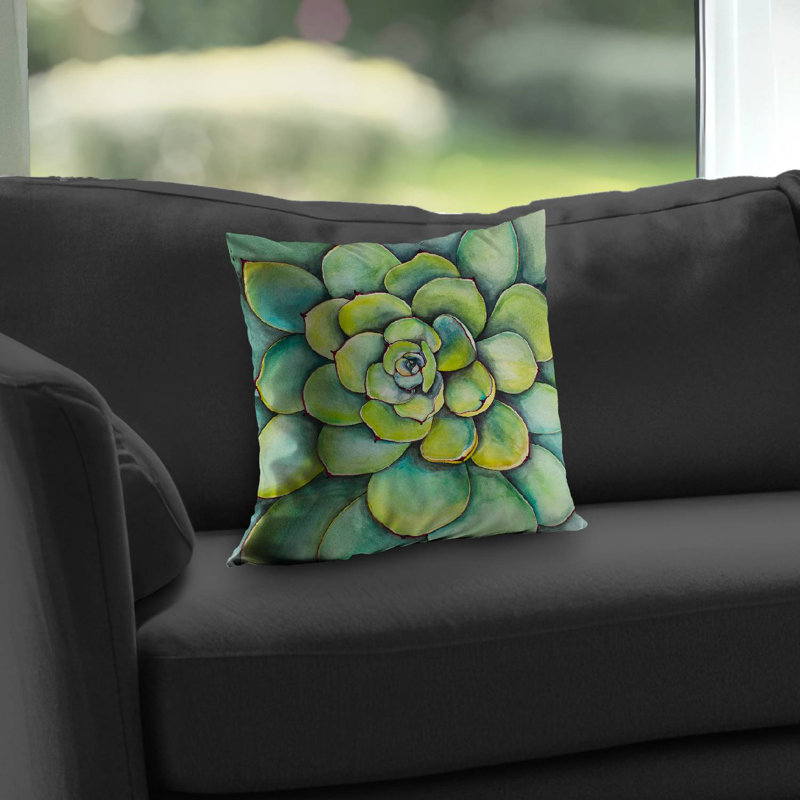 Watercolor Succulent Plant Throw Pillow | Bathroom Decor