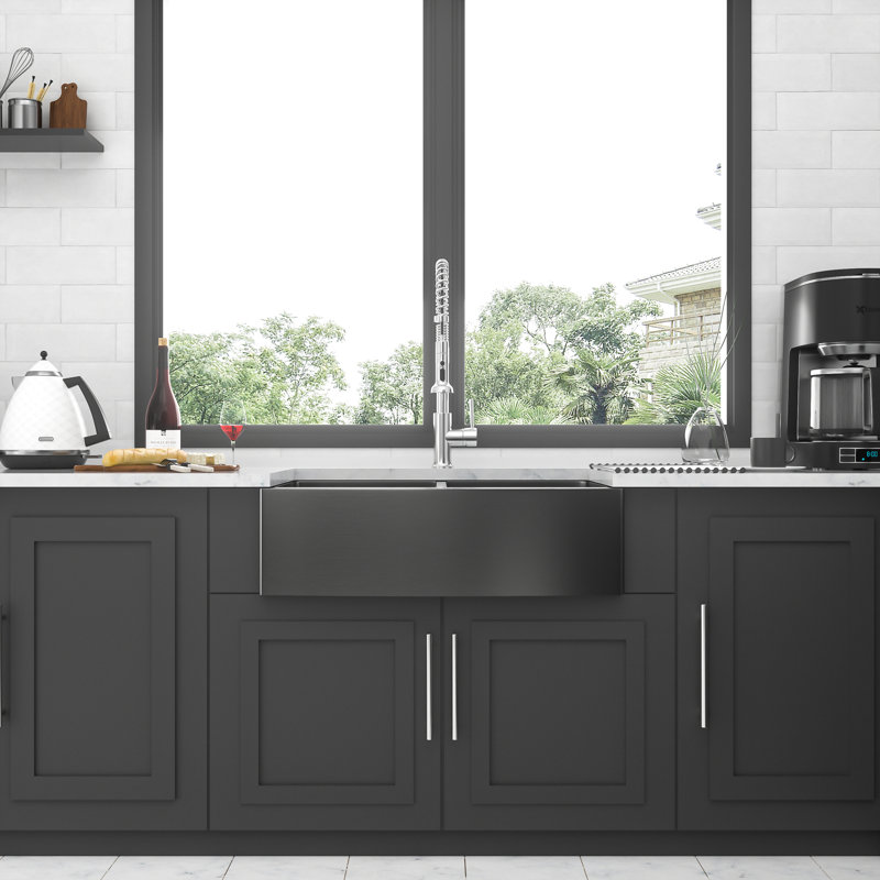33"X21"X10" Sink In Gunmetal Black Stainless - Double Bowl  50/50  16G With Construction Quality Kitchen For Steel Steady Functionality