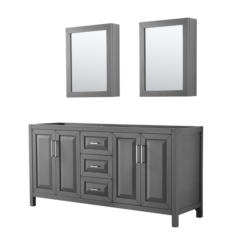 Daria 72'' W Double Vanity, Dark Gray, Polished Chrome, Carrara Cultured Marble