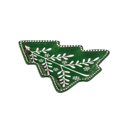 Christmas Tree Shaped Embossed Ceramic Salad Plate