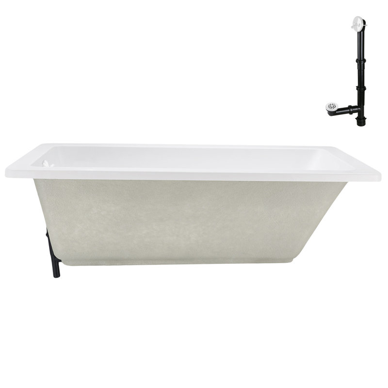 72'' x 36'' Acrylic Soaking Drop-In Bathtub, Drain Included, Glossy White