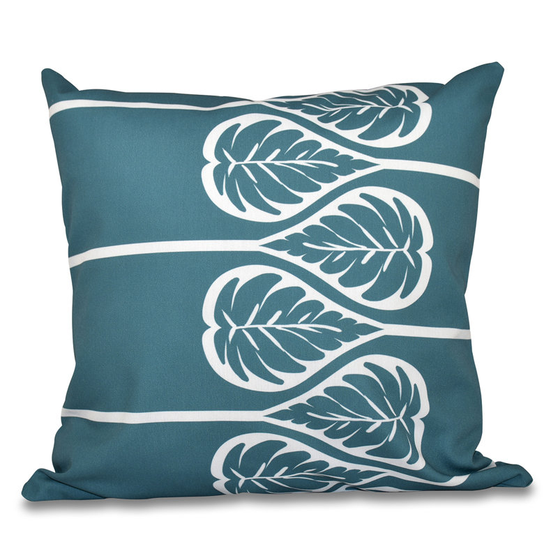 Botanical Blooms Floral Reversible Throw Pillow, 16" H x 16" W, Teal
