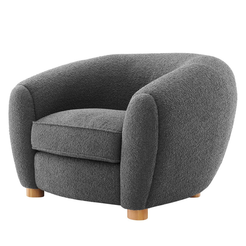 Modway Abundant Boucle Upholstered Fabric Armchair, Gray Velvet