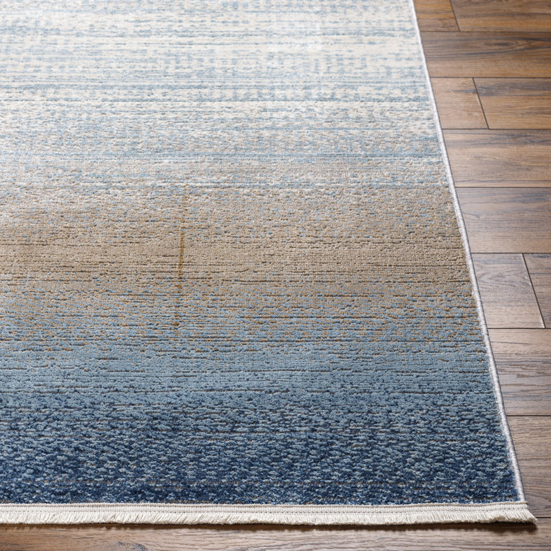 Demetra Rectangle Machine Woven Area Rug in Blue/Brown/Gray, Rectangle 9'2" x 12'
