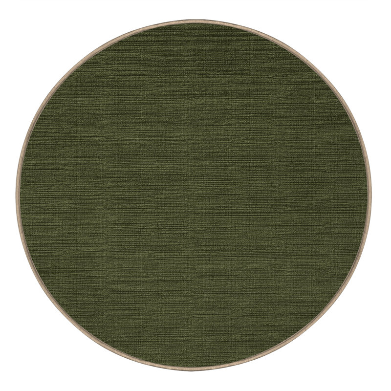 Machine Washable Solid Brown Area Rug, Round 4'