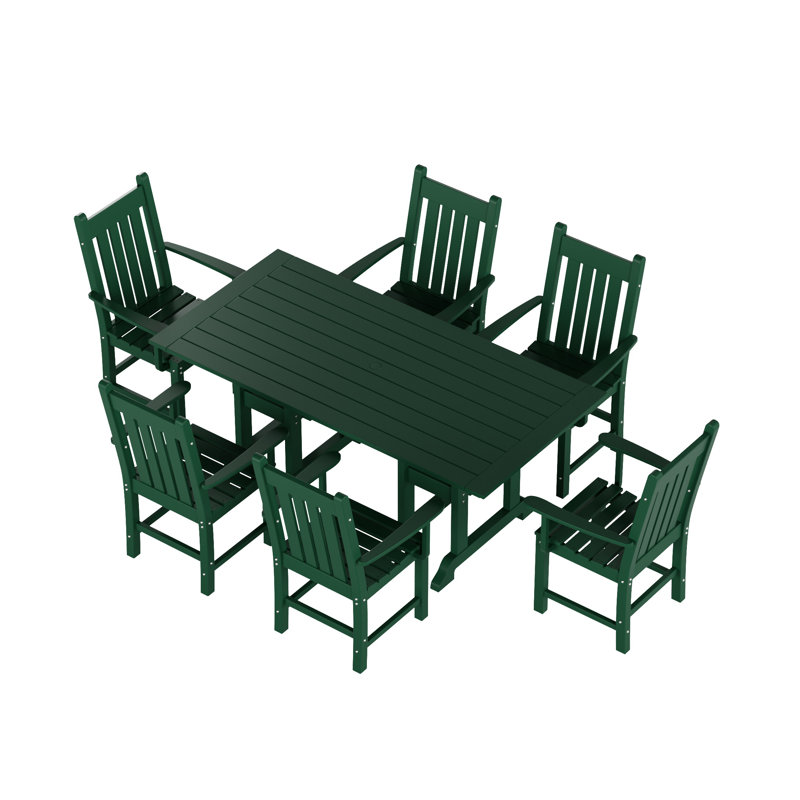 Laguna 6 - Person Patio Dining Set with Rectangular Table, Dark Green