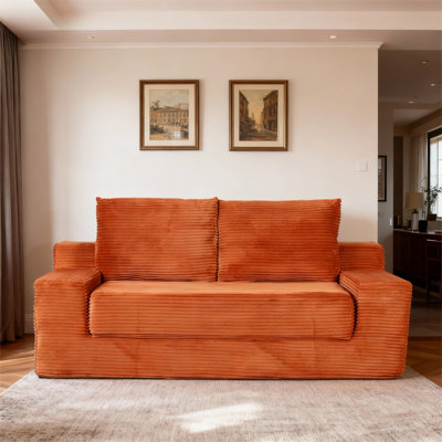 Canapé-lit convertible sans os 71,6 po avec mousse à mémoire de forme, sans assemblage requis Animaux domestiques et de bureau, orange