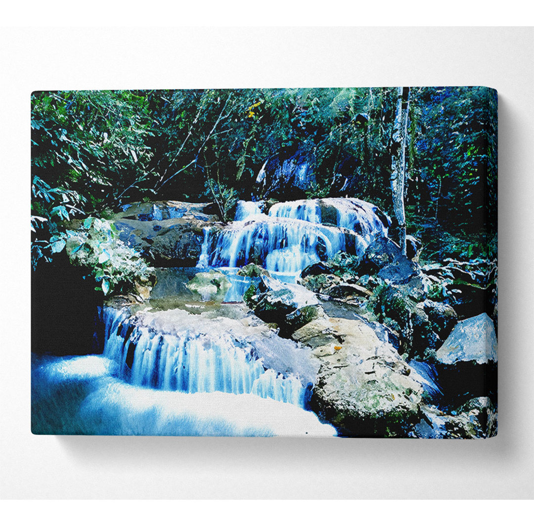 Rocky Waterfall Woodland - Kunstdrucke auf Leinwand