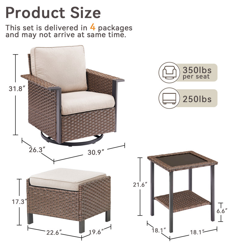 Ensemble de conversation avec coussins 7 pièces, Beige
