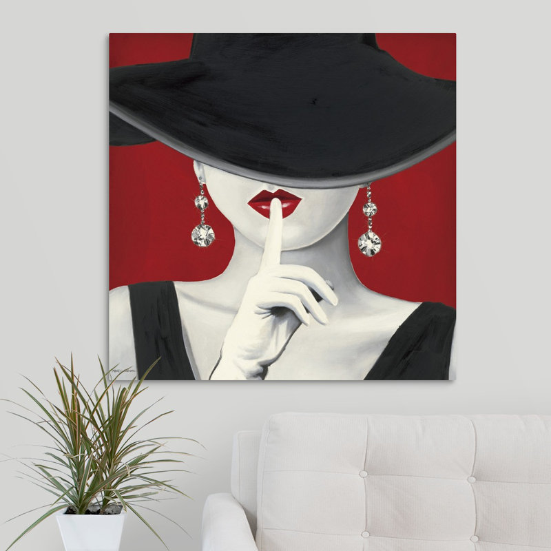 « Haute Chapeau Rouge I » par Marco Fabiano, impression de peinture, H 35 po x l 35 po, Toile tendue, Sans cadre