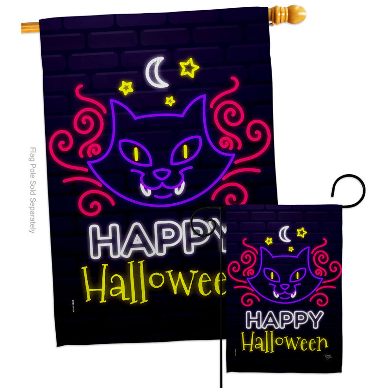 Drapeau d'Halloween pour chat en polyester à 2 côtés H 40 po x l 28 po Halloween