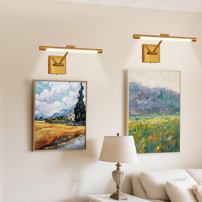 1-Light Dimmable LED Picture Light 3000K/4000K/5000K Adjustable, 640 Lumens, 4.33" H x 16" W x 9.06" D, Brushed Brass