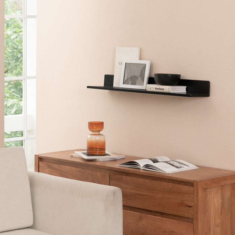 Roblero Solid Wood Wall Mounted Shelf, 9cm H x 91.5cm W x 17cm D