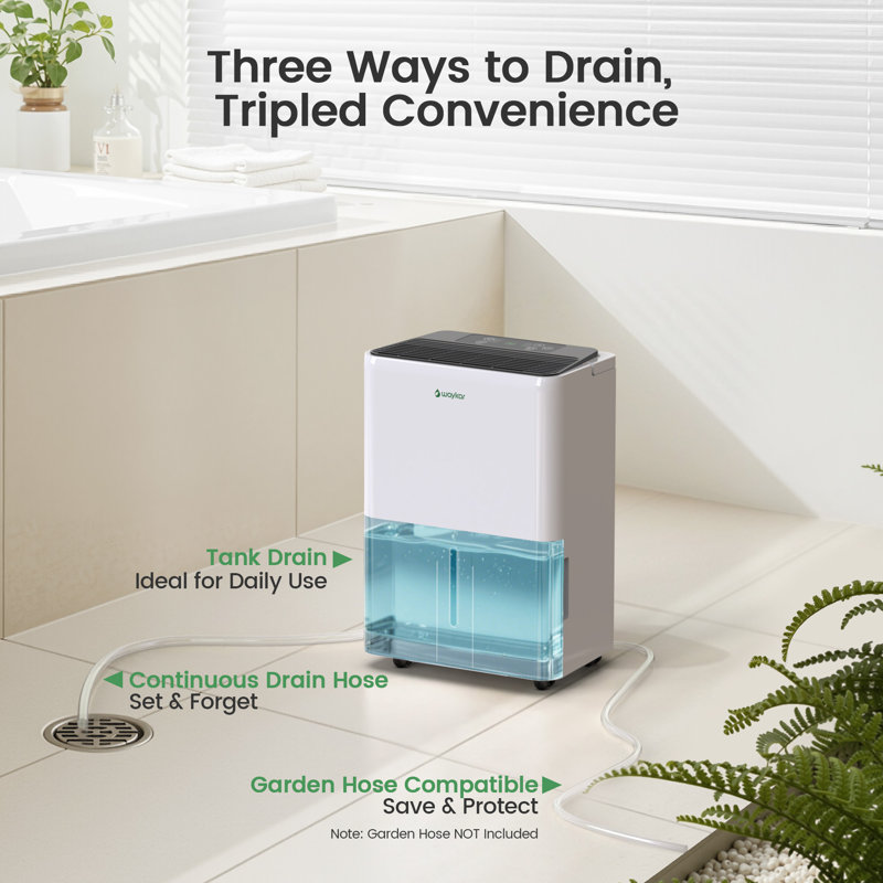 Déshumidificateur Energy Star pour sous-sol et maison - 30 pintes, 2000 pieds carrés Couverture en pi, ultra silencieux, tuyau d'évacuation inclus