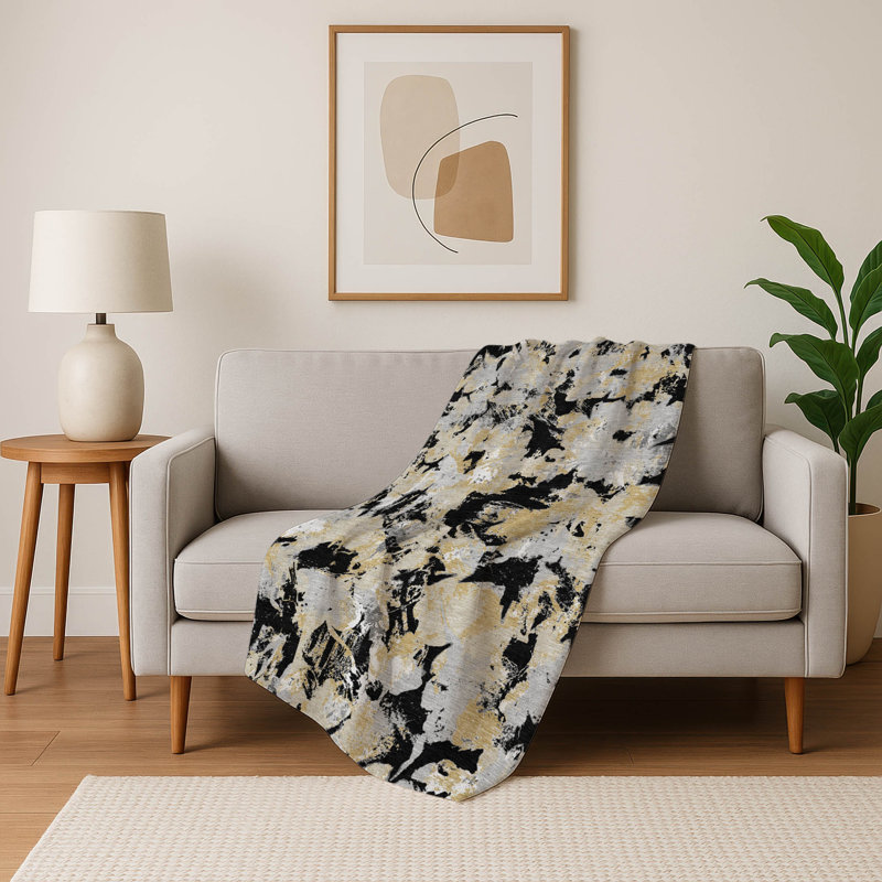 Jeté floral Sherpa ASB885 Addison, Noir