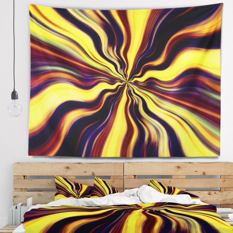 Tapisserie imaginaire jaune noir mauve Abstract, H 78 po x l 92 po