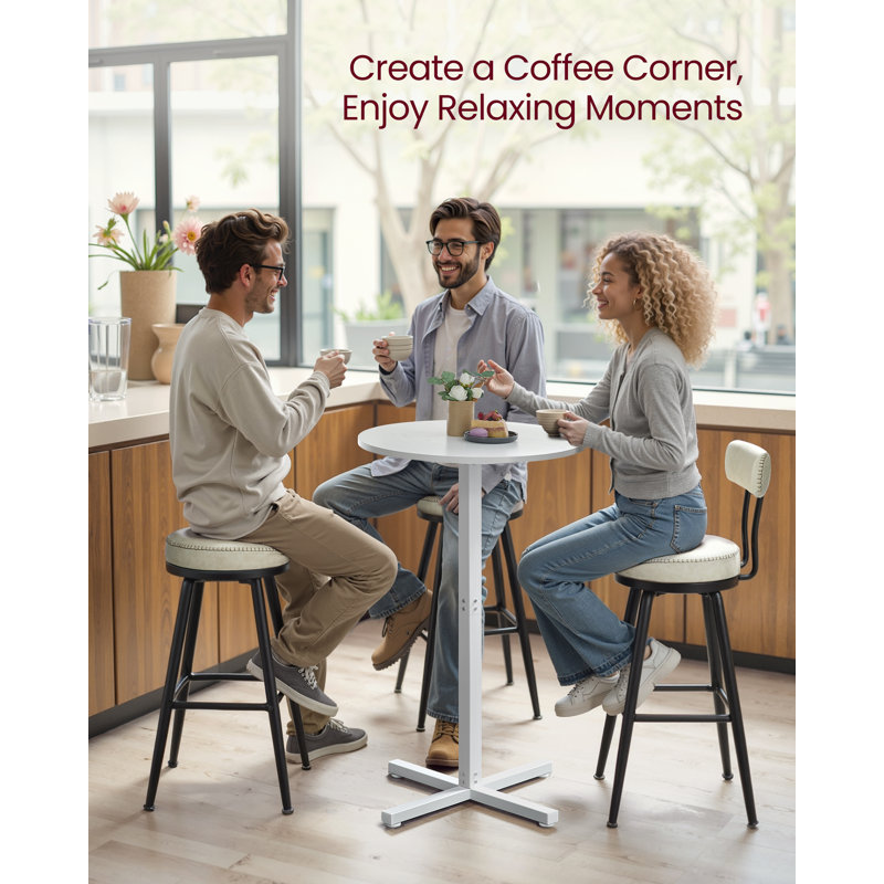 Round Metal Base Dining Table, Snow White