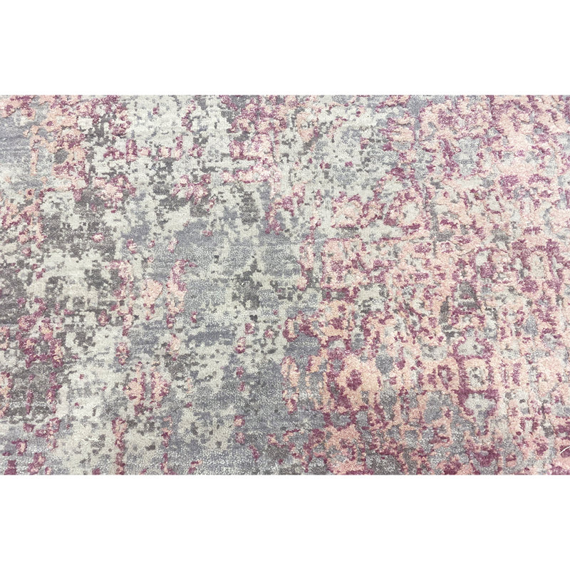 Abstract Area Rug in Gray/Pink, Rectangle 5' x 8'