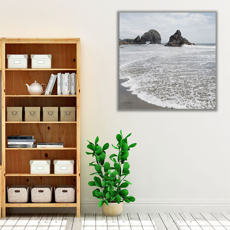 Harris Beach, Oregon, noir et blanc, reproduction d'art sur toile, H 12 po x l 12 po