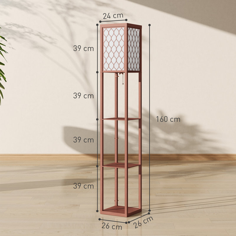 160cm Melamine Faced Column Floor Lamp, Brown