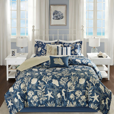 Édredon 7 pièces en coton bleu doux au toucher irrésistible