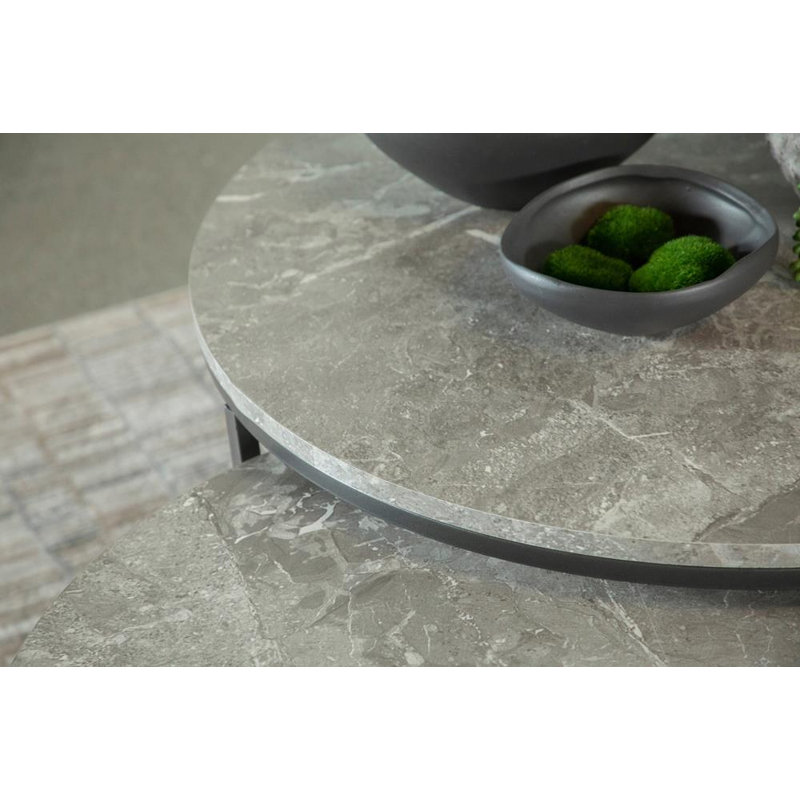 Table basse gigognes 2 pièces Lainey, Faux-marbre gris