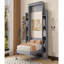 Grand lit escamotable pliant grand format, lit escamotable avec tablettes et lumières DEL-1704907385