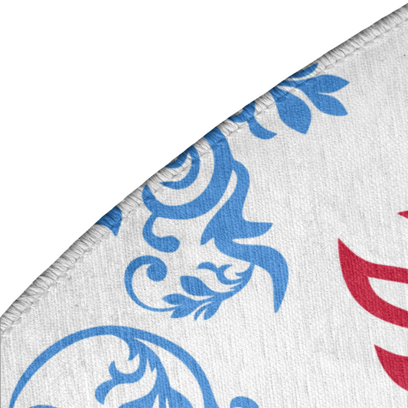 Tapis rond rond damassé à motif baroque blanc