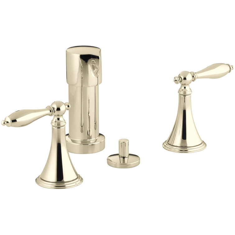 Finial® Vertical Spray Bidet Faucet with Lever Handles and Matching Handle Inserts