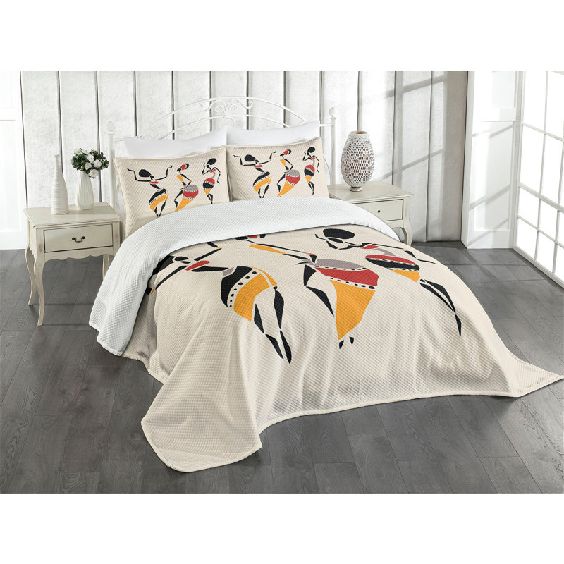 Queen Size Multicolor Quilted Bedspread Set with Pillow Shams
