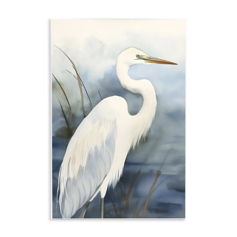 «Soft Egret Impression» par Petal Prints Design, H 15 po x l 10 po