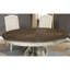 Table ronde rustique 7 pièces élégante pour salle à manger : 6 chaises d'appoint rembourrées en tissu, fini blanc antique, pied central, pieds finement sculptés et placage en bois massif.