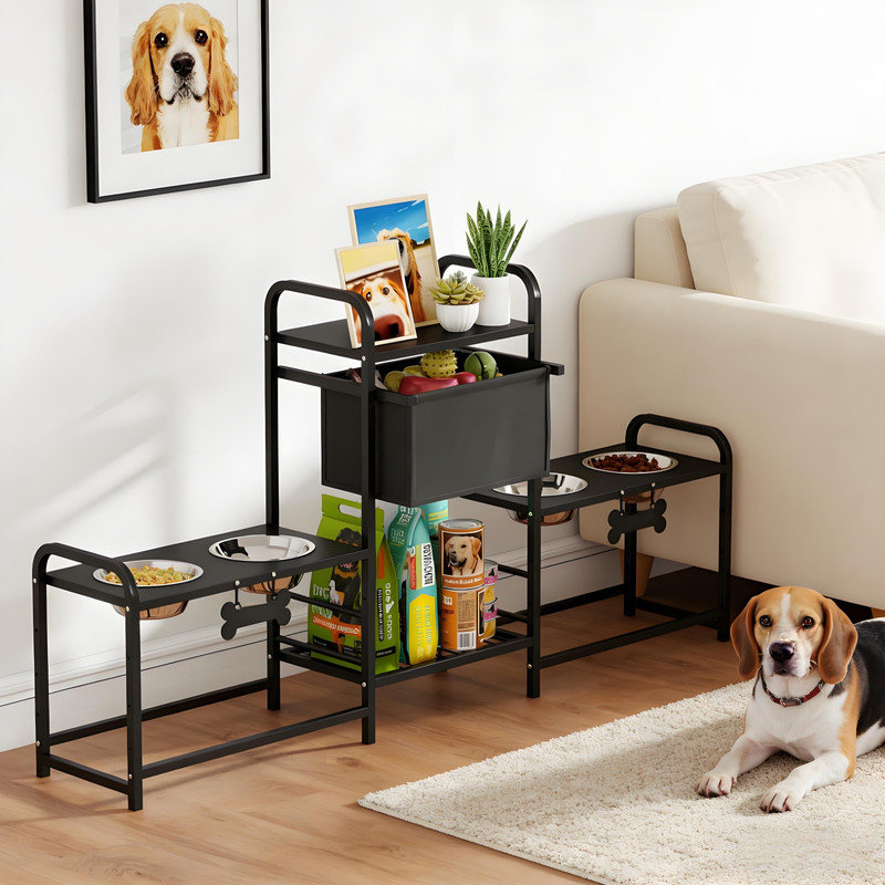 Support de bol pour chien à hauteur ajustable, station d'alimentation pour animaux
