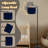  Arc Floor Lamp Sea Wave Abstract Navy Blue Black Neon Moon Light Silk Wavy Dark Tall Modern Standing Lamp LED Adjustable Linen Lampshade 3 Color Temperatures