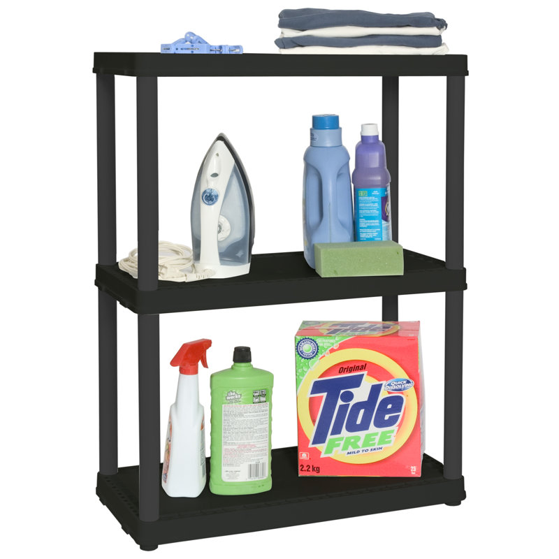 Étagère de rangement solide légère 12 x 24 x 33 pouces, 3 tablettes