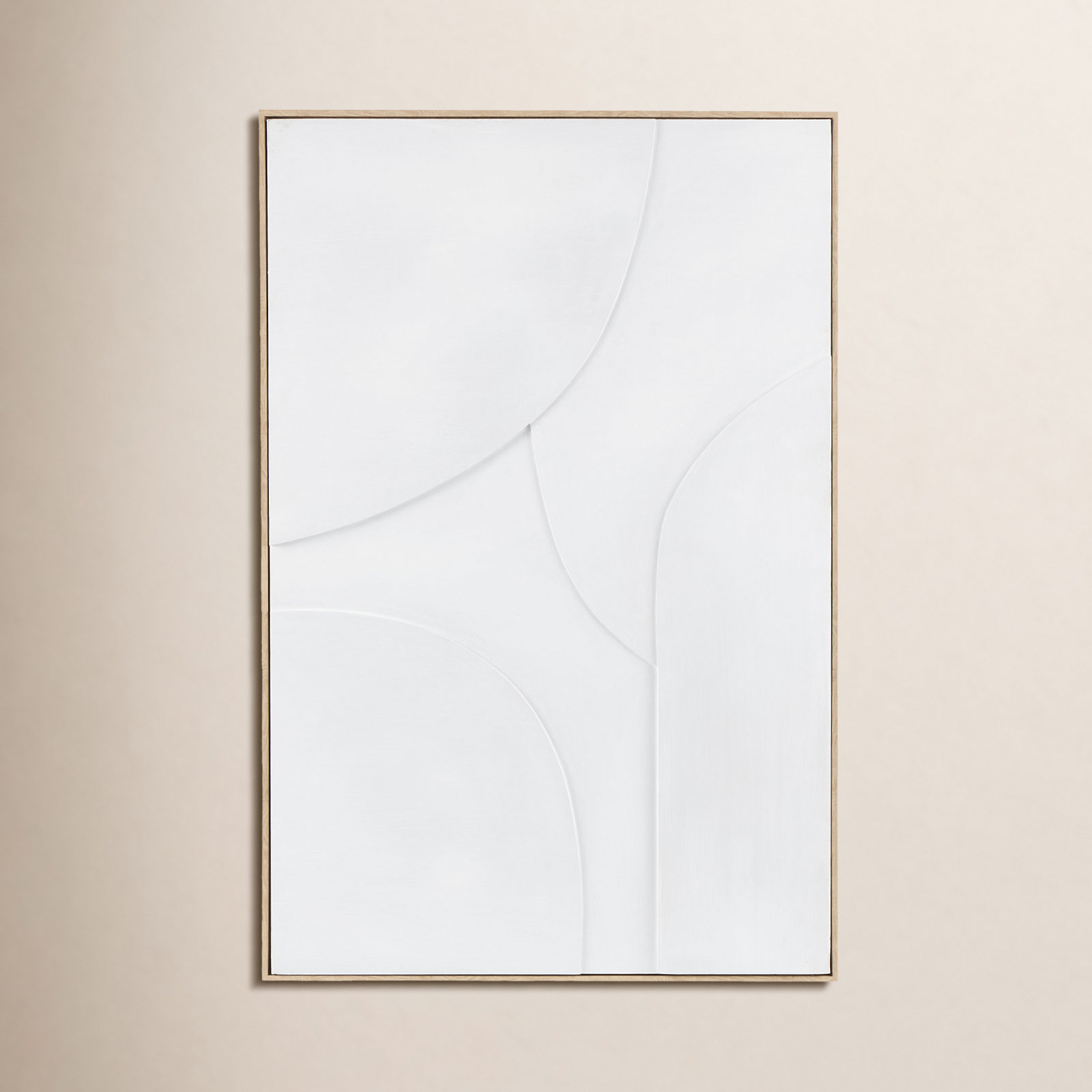 Adah Framed On Wood Minimalistic, White