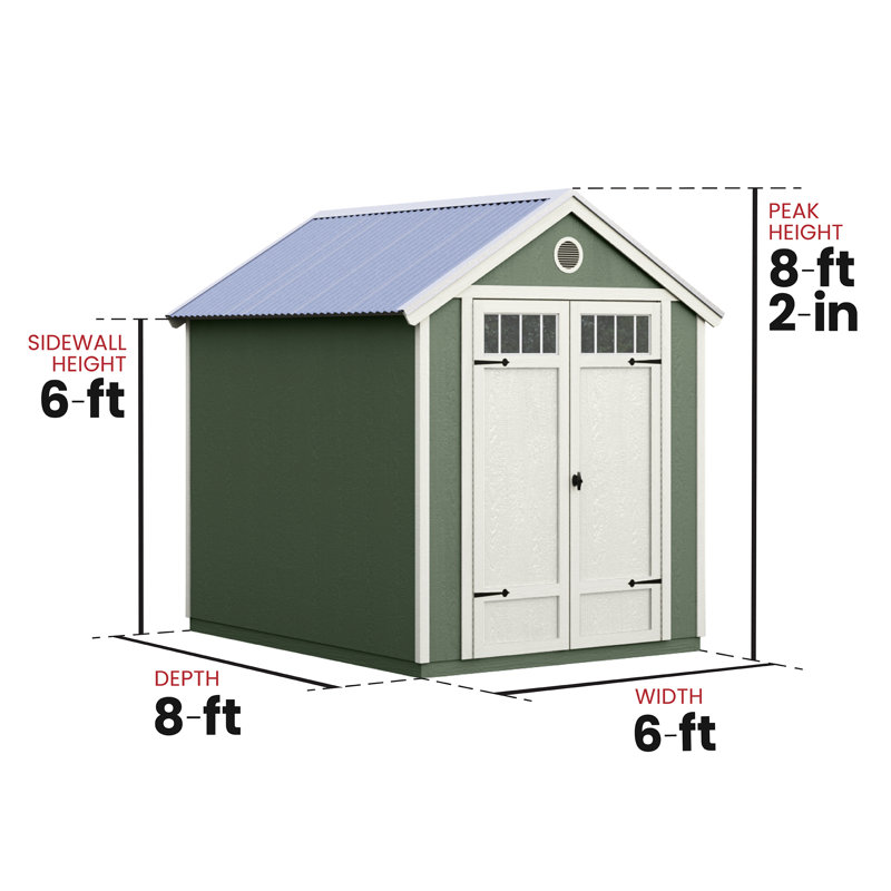 Garden Wood Storage Shed 6 ft. W x 8 ft. D (Professional Installation Available), Yes