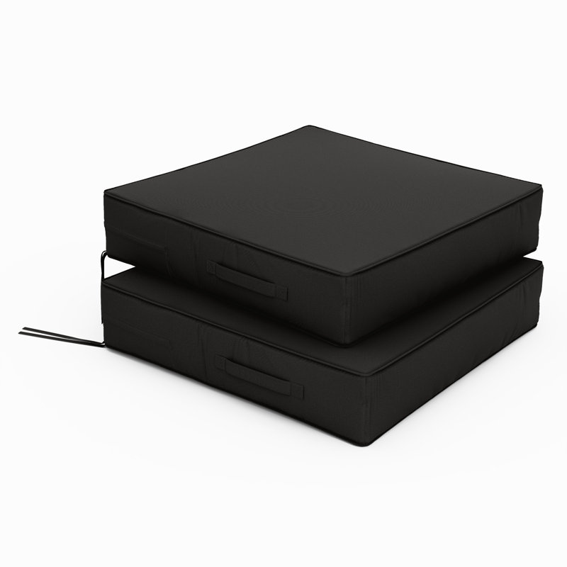 Coussins de siège d'extérieur (ensemble de 2), Noir, 4 pouces, L 19 po x P 19 po