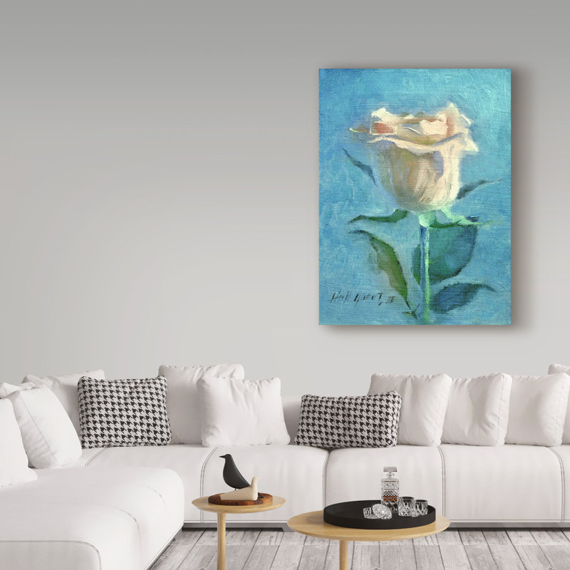 «Red Rose on Table» par Galan, reproduction de peinture acrylique sur toile tendue, H 19 po x l 14 po x P 2 po
