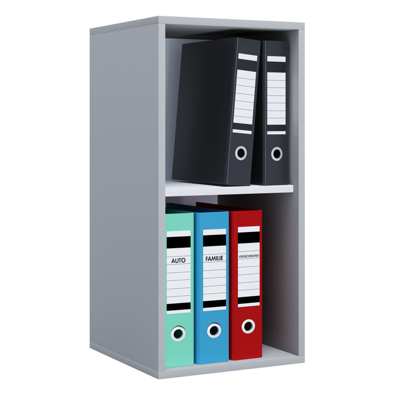 Allyx 74cm H x 35.3cm W Standard Bookcase, Grey/Brown/Blue